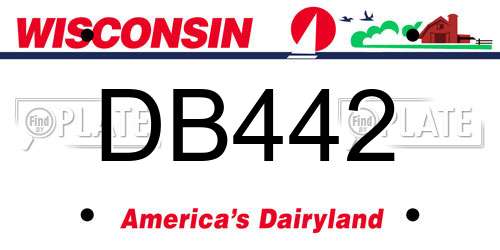 DB442 Wisconsin License Plate