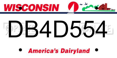 DB4D554 Wisconsin License Plate