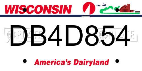DB4D854 Wisconsin License Plate