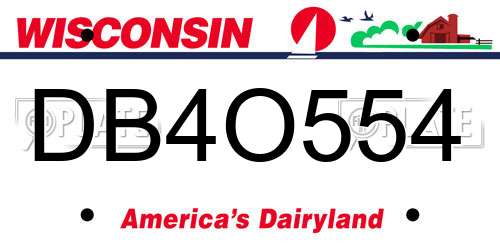 DB4O554 Wisconsin License Plate