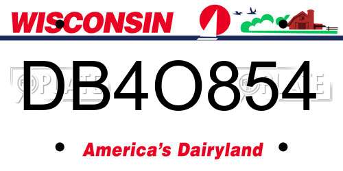 DB4O854 Wisconsin License Plate
