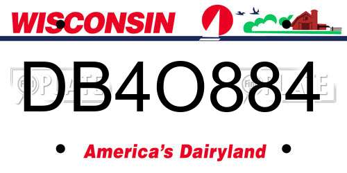 DB4O884 Wisconsin License Plate