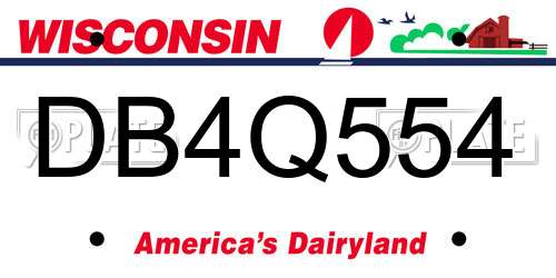 DB4Q554 Wisconsin License Plate