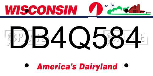 DB4Q584 Wisconsin License Plate