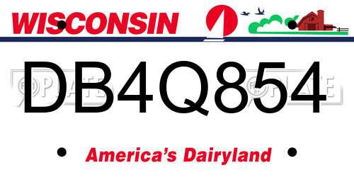 DB4Q854 Wisconsin License Plate