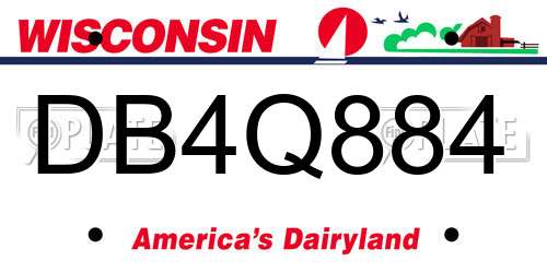 DB4Q884 Wisconsin License Plate