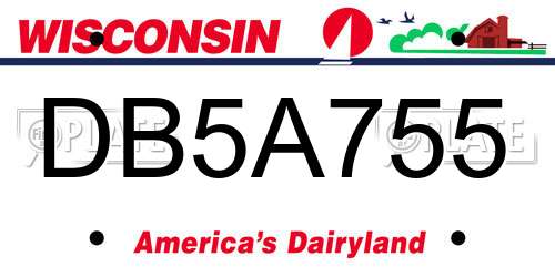 DB5A755 Wisconsin License Plate