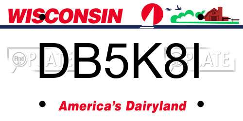 DB5K8I Wisconsin License Plate
