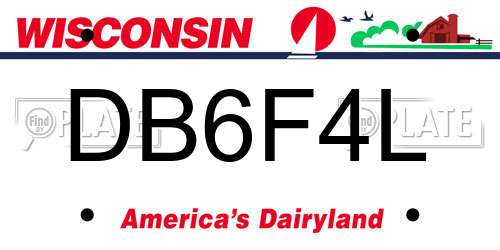 DB6F4L Wisconsin License Plate