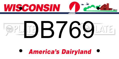DB769 Wisconsin License Plate