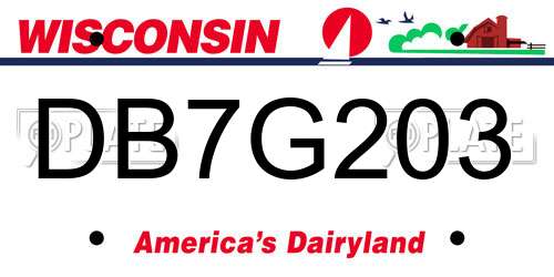 DB7G203 Wisconsin License Plate