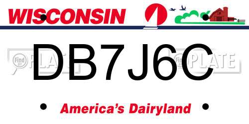 DB7J6C Wisconsin License Plate