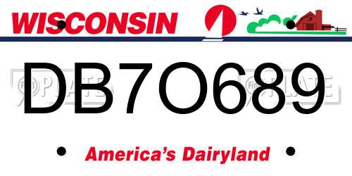DB7O689 Wisconsin License Plate