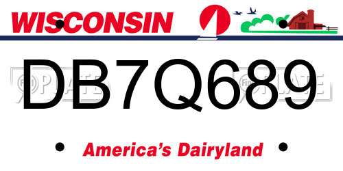 DB7Q689 Wisconsin License Plate