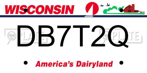 DB7T2Q Wisconsin License Plate