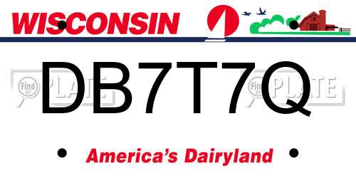 DB7T7Q Wisconsin License Plate