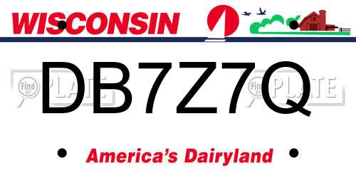 DB7Z7Q Wisconsin License Plate