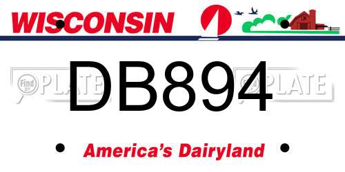 DB894 Wisconsin License Plate