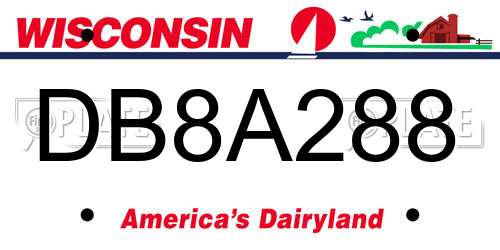 DB8A288 Wisconsin License Plate