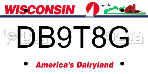 DB9T8G Wisconsin License Plate