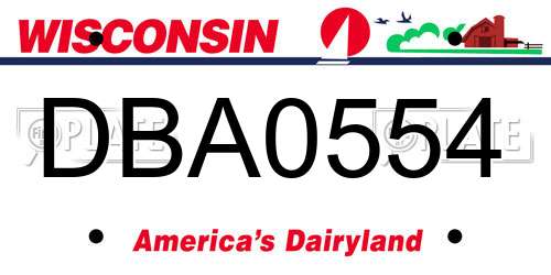 DBA0554 Wisconsin License Plate