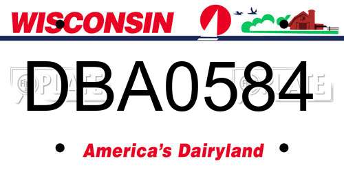DBA0584 Wisconsin License Plate