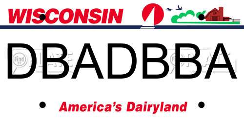 DBADBBA Wisconsin License Plate