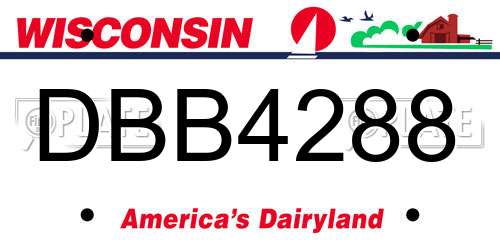 DBB4288 Wisconsin License Plate