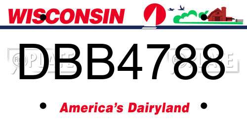 DBB4788 Wisconsin License Plate