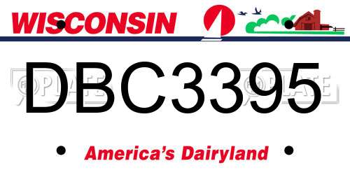 DBC3395 Wisconsin License Plate