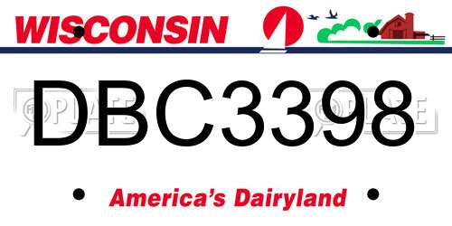 DBC3398 Wisconsin License Plate