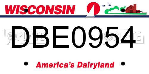 DBE0954 Wisconsin License Plate