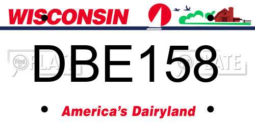 DBE158 Wisconsin License Plate