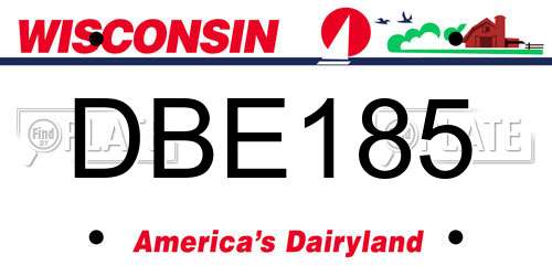 DBE185 Wisconsin License Plate