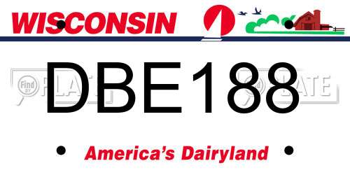 DBE188 Wisconsin License Plate