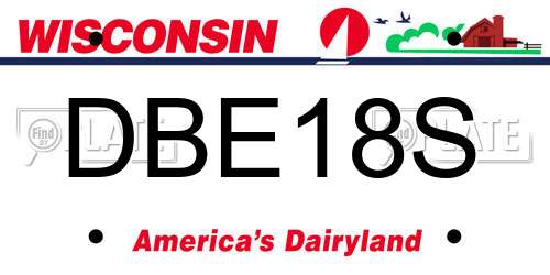 DBE18S Wisconsin License Plate