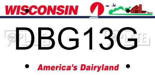 DBG13G Wisconsin License Plate