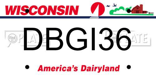 DBGI36 Wisconsin License Plate