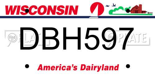 DBH597 Wisconsin License Plate