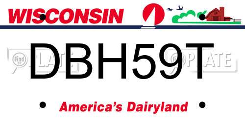 DBH59T Wisconsin License Plate