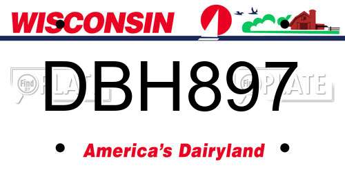 DBH897 Wisconsin License Plate