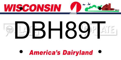 DBH89T Wisconsin License Plate