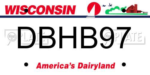 DBHB97 Wisconsin License Plate