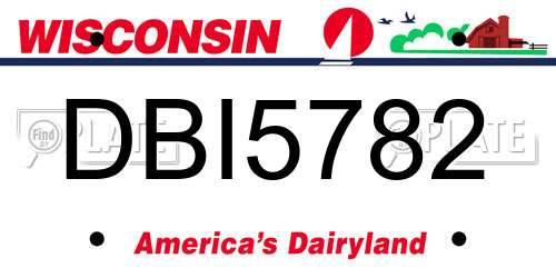 DBI5782 Wisconsin License Plate