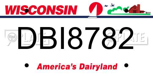 DBI8782 Wisconsin License Plate