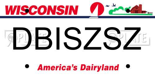 DBISZSZ Wisconsin License Plate