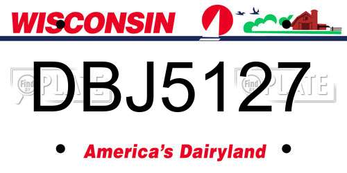 DBJ5127 Wisconsin License Plate