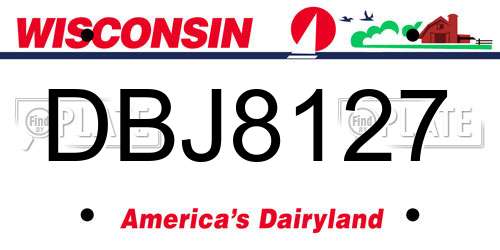 DBJ8127 Wisconsin License Plate