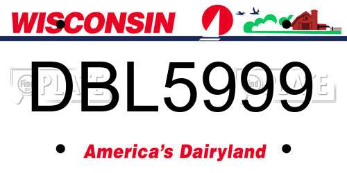 DBL5999 Wisconsin License Plate