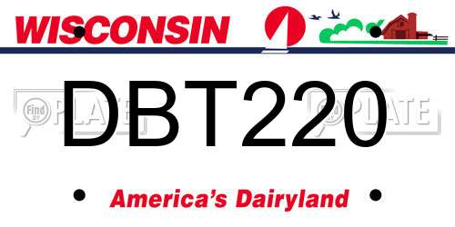 DBT220 Wisconsin License Plate